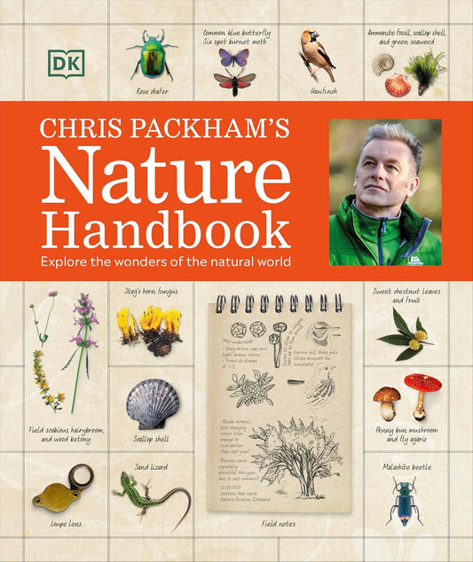 front cover of chris packham's nature handbook displaying the flora and fauna of Great Britain